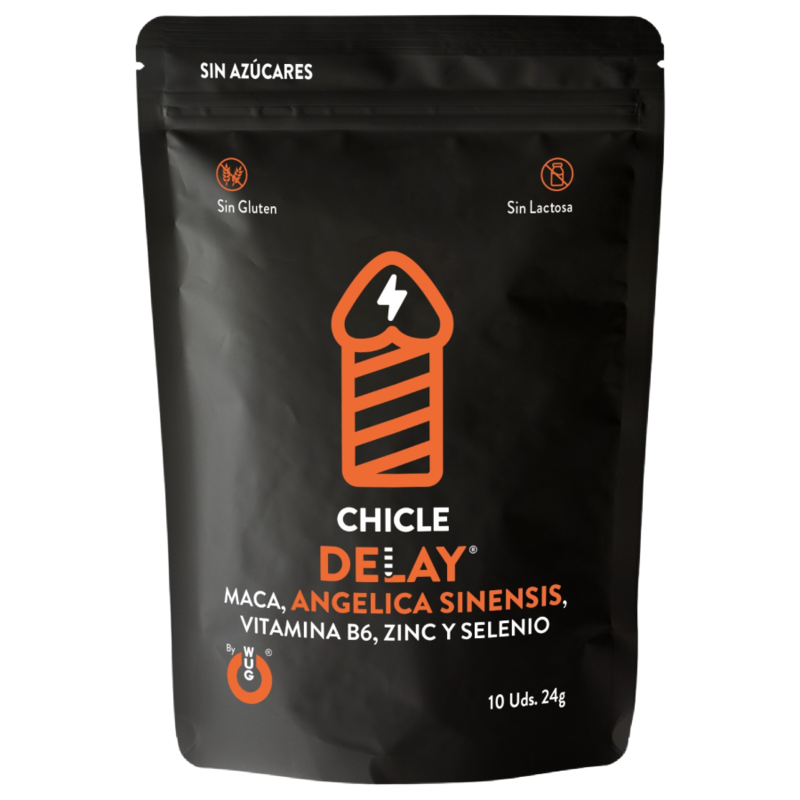 WUG DELAY – Chicle funcional con Zinc, Selenio y Vitamina B6 para mayor control y resistencia en los momentos íntimos