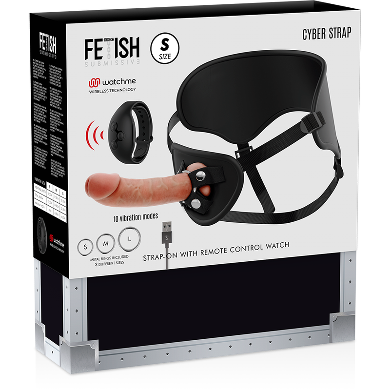 FETISH SUBMISSIVE CYBER STRAP - ARNÉS CON DILDO CONTROL REMOTO TECNOLOGÍA WATCHME S