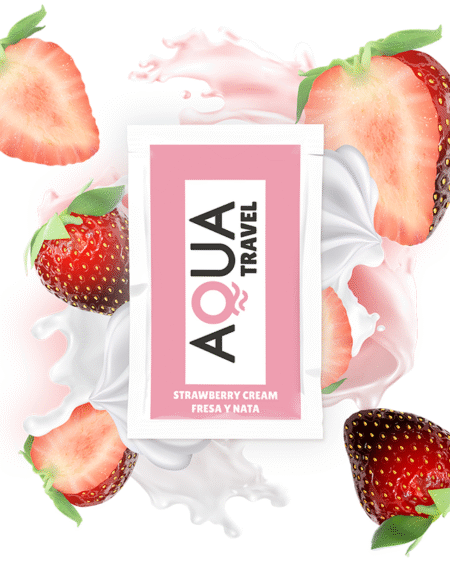 AQUA TRAVEL - LUBRICANTE BASE AGUA SABOR FRESA Y NATA 6 ML