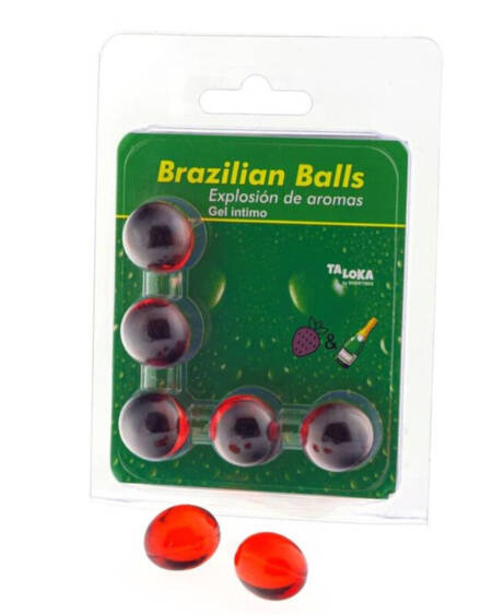 TALOKA - BRAZILIAN BALLS GEL ÍNTIMO FRESAS & CHAMPN 5 BOLAS