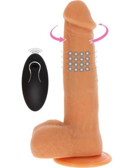 GET REAL - DILDO VIBRADOR CON BOLAS GIRATORIAS NATURAL