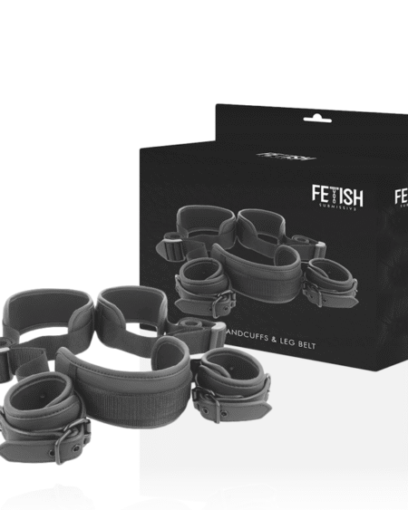 FETISH SUBMISSIVE - POSICIÓN PIERNAS ABIERTAS CON ESPOSAS CON FORRO DE NEOPRENO