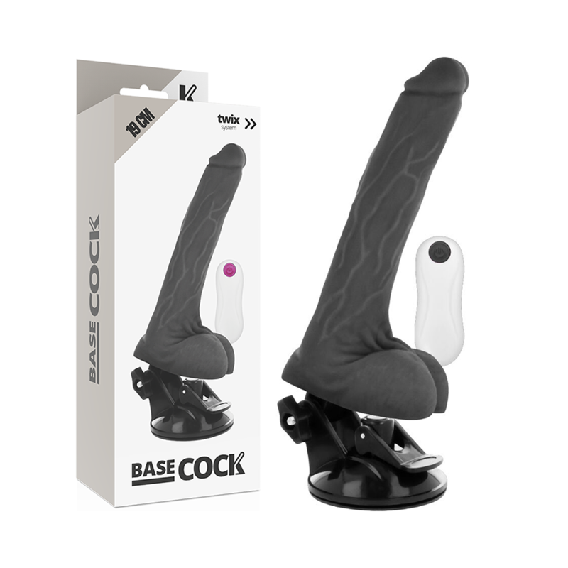 BASECOCK - VIBRADOR REALÍSTICO CONTROL REMOTO NEGRO 19 CM -O- 4 CM