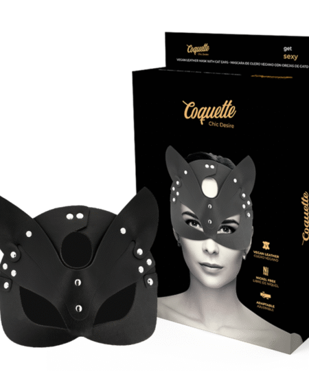 COQUETTE CHIC DESIRE - MASCARA CUERO VEGANO CON OREJAS DE GATO