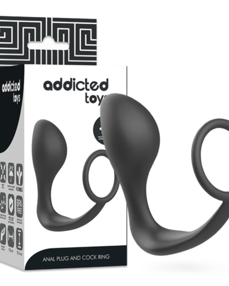 ADDICTED TOYS - PLUG ANAL CON ANILLO SILICONA NEGRO
