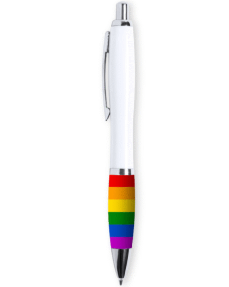 PRIDE - BOLIGRAFO BLANCO BANDERA LGBT