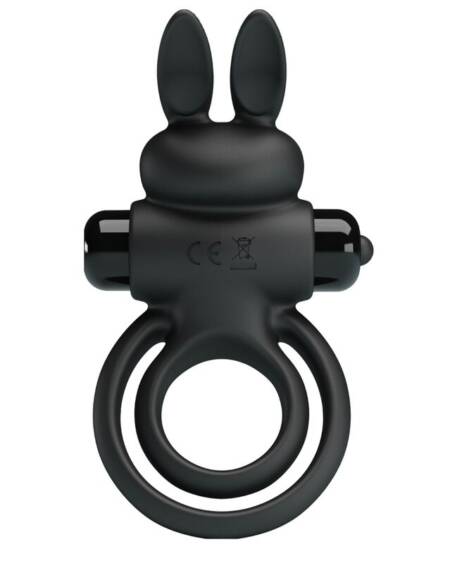 PRETTY LOVE - ANILLO VIBRADOR III CONEJO PARA PENE NEGRO