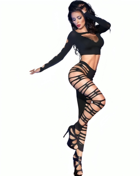 CHILIROSE - CR 3654 TOP & LEGGINS NEGRO S/M