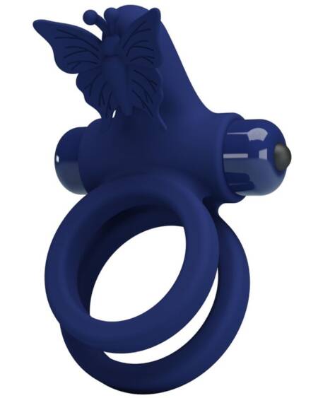 PRETTY LOVE - JAMELE DOBLE ANILLO CON VIBRACIÓN & ESTIMULADOR MARIPOSA AZUL