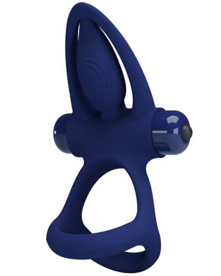 PRETTY LOVE - MAT DOBLE ANILLO CON VIBRACIÓN & ESTIMULADOR AZUL