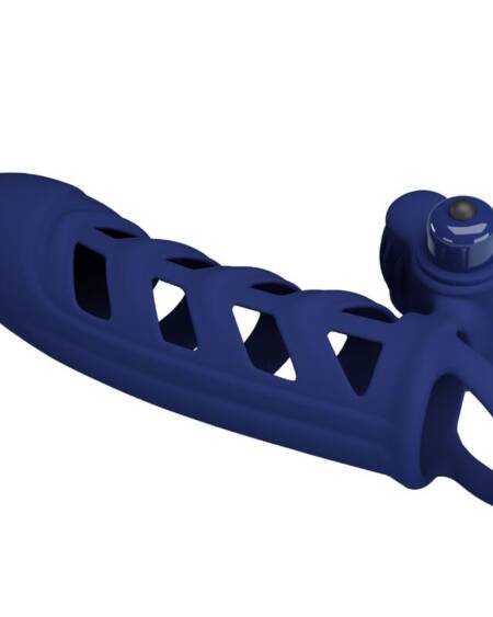 PRETTY LOVE - ALTAF ANILLO VIBRADOR CON FUNDA DE SILICONA AZUL