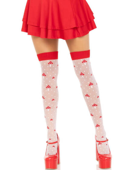 LEG AVENUE - CALCETINES ALTOS CHAMPIÑONES ROJO/BLANCO