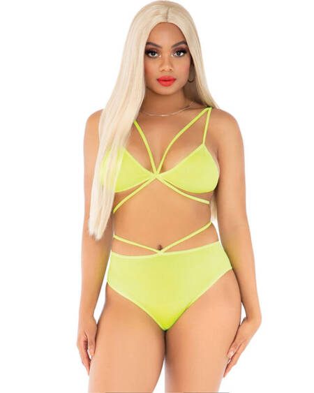 LEG AVENUE - TOP & BRAGAS CON TIRANTES AMARILLO