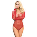 SUBBLIME - 952303 BODY DE REJILLA BRILLANTE CON HOMBROS DESCUBIERTOS MANGA LARGA ROJO TALLA ÚNICA