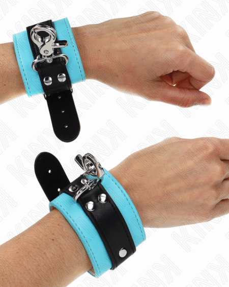 KINK - MUÑEQUERAS CON CIERRE PREMIUM NEGRO / AZUL AJUSTABLE 21-28 CM X 5.5 CM