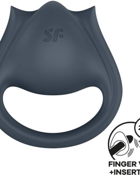 SATISFYER - PERFECT PAIR 2 MULTIVIBRADOR 2 EN 1 ANILLO PARA PENE & ESTIMULADOR DE DEDO GRIS