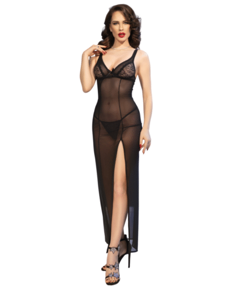 CHILIROSE - CR 4723 BABYDOLL LARGO & TANGA NEGRO S