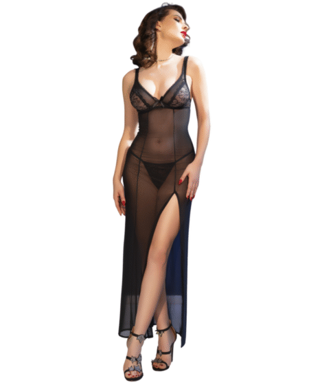 CHILIROSE - CR 4723 BABYDOLL LARGO & TANGA NEGRO XL