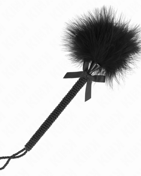 KINK - MASAJEADOR DE CUERDA DE NAILON CON PLUMAS PARA COSQUILLAS Y LAZO NEGRO 25 CM