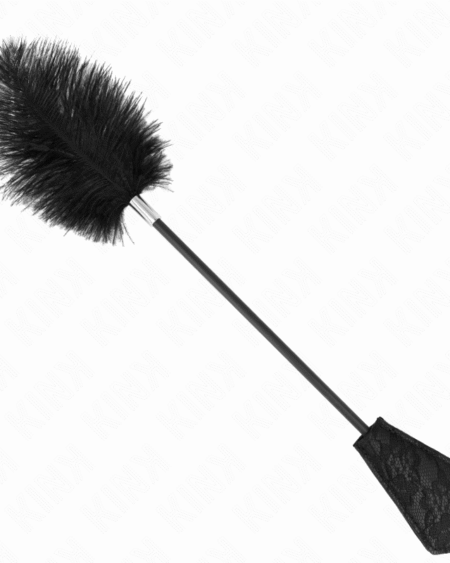 KINK - PLUMAS DE AVESTRUZ PARA COSQUILLAS CON PALETA DE ENCAJE 56 CM