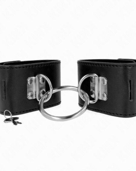 KINK - MUÑEQUERAS FIJAS CON ANILLA Y CIERRE CANDADO NEGRO AJUSTABLE 16-23 CM X 5.5 CM