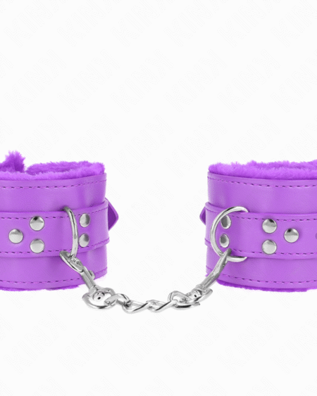 KINK - MUÑEQUERAS FORRADAS CON AGUJEROS CUADRADOS VIOLETA Y CORREA VIOLETA AJUSTABLE 17-29 CM X 6 CM