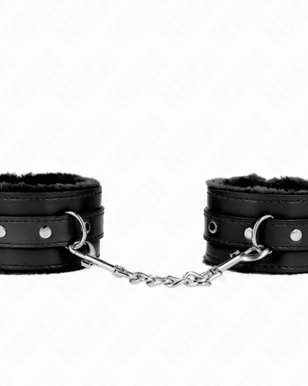 KINK - MUÑEQUERAS FORRADAS PREMIUM NEGRO CON CORREA NEGRO AJUSTABLE 17-29 CM X 6 CM