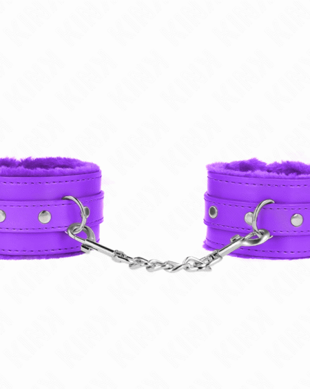 KINK - MUÑEQUERAS FORRADAS PREMIUM VIOLETA CON CORREA VIOLETA AJUSTABLE 17-29 CM X 6 CM