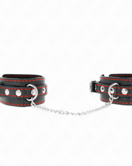 KINK - MUÑEQUERAS PEQUEÑA NEGRO CON DETALLES EN ROJO AJUSTABLE 14-24 CM X 3.5 CM