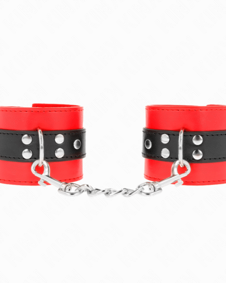 KINK - MUÑEQUERAS ROJO CON CORREA NEGRO AJUSTABLE 17-28 CM X 6 CM