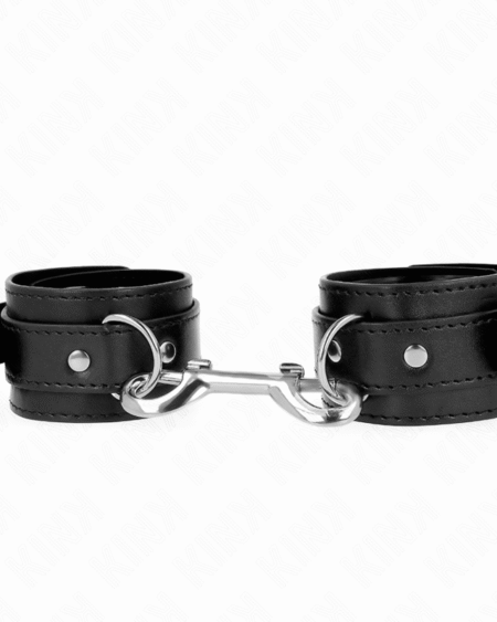 KINK - MUÑEQUERAS SIMPLES CON FILA DE REMACHES NEGRO AJUSTABLE 17-28 CM X 5 CM