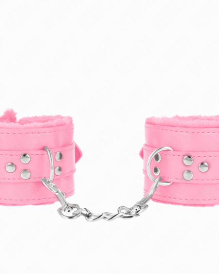 KINK - MUÑEQUERAS FORRADAS CON AGUJEROS CUADRADOS ROSA Y CORREA ROSA AJUSTABLE 17-29 CM X 6 CM