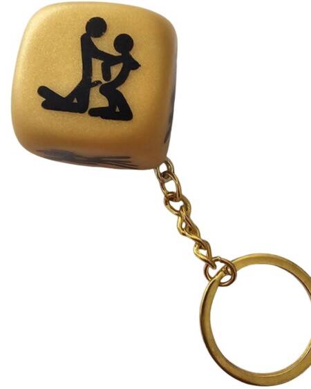 DIABLO PICANTE - LLAVERO DADO DORADO CON POSTURAS