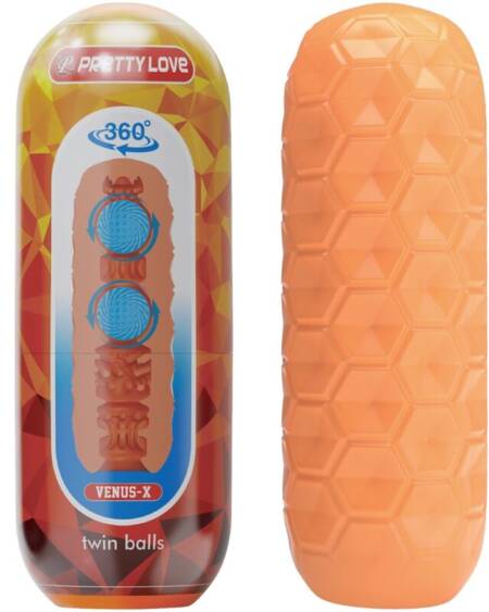 PRETTY LOVE - TWIN BALLS MASTURBADOR MASCULINO NARANJA