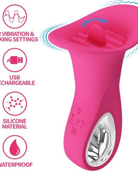 PRETTY LOVE - CLYDE VIBRADOR ORAL LENGUA VIBRADORA 12 VIBRACIONES ROSA