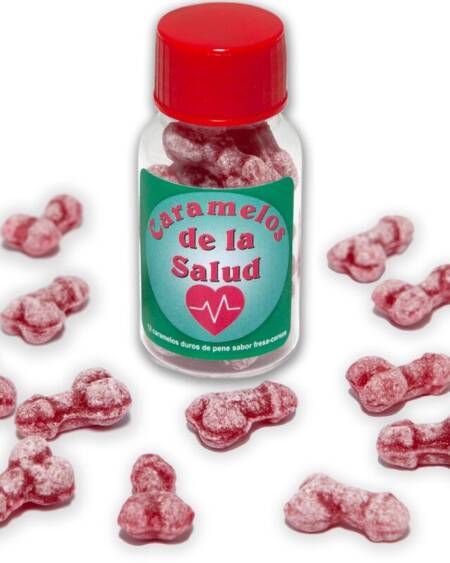DIABLO PICANTE - 12 CARAMELOS DE LA SALUD FORMA PENE FRESA/CEREZA