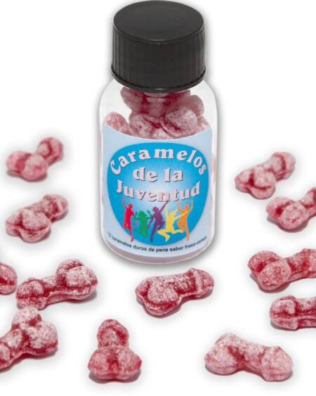 DIABLO PICANTE - 12 CARAMELOS DE LA JUVENTUD FORMA PENE FRESA/CEREZA