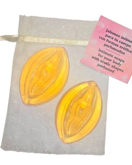 DIABLO PICANTE - 2 JABONES PERFUMADOS FORMA VAGINA AMARILLO