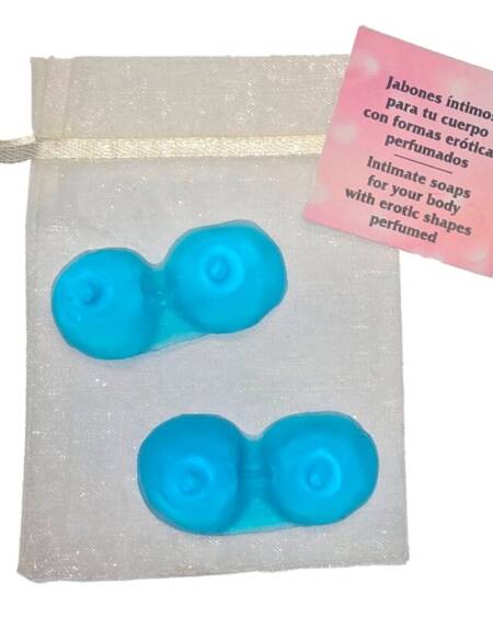 DIABLO PICANTE - 2 JABONES PERFUMADOS FORMA PECHOS AZUL