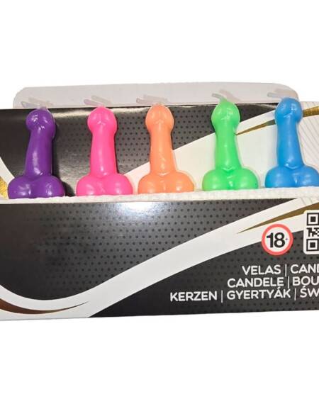 DIABLO PICANTE - CAJA 5 VELAS FORMA PENE DIFERENTES COLORES