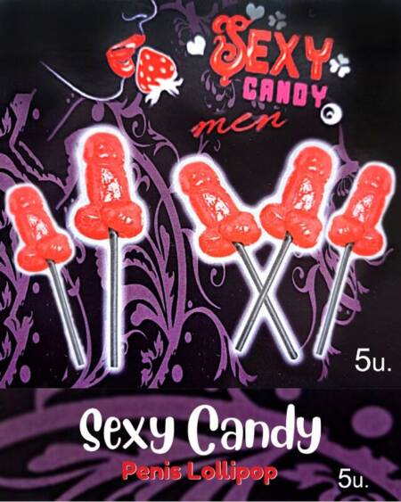 DIABLO PICANTE - CAJA 5 PIRULETAS FORMA PENE CEREZA