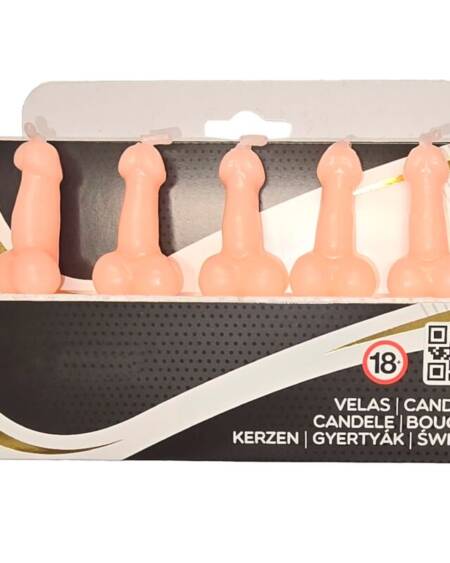 DIABLO PICANTE - CAJA 5 VELAS FORMA PENE CARNE