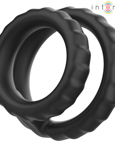 INTENSE - DEWEY ANILLO DOBLE PARA PENE SILICONA NEGRO MODELO 2