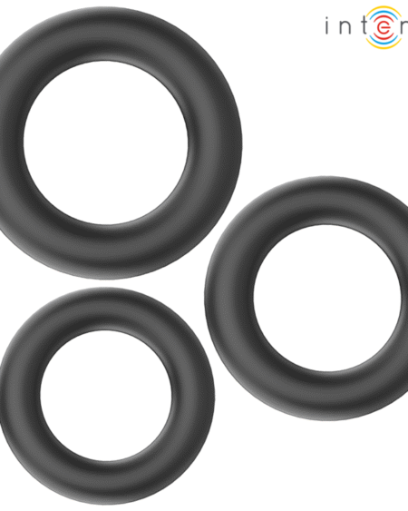 INTENSE - HUGH 3 ANILLOS BÁSICOS PARA PENE SILICONA NEGRO
