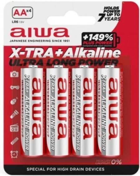 AIWA - X-TRA ALKALINE PILA ALCALINA AA LR6 BLISTER*4