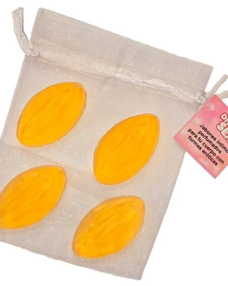 DIABLO PICANTE - 4 MINI JABONES FORMA VAGINA AMARILLO