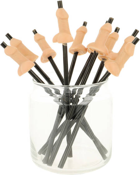 DIABLO PICANTE - BOLSA 10 PAJITAS PENE NATURAL