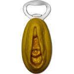 DIABLO PICANTE - ABRIDOR PLATEADO CON FORMA VAGINA DORADA
