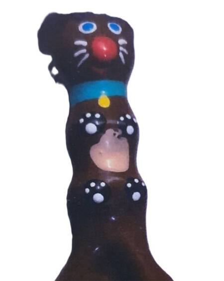 CONDOMERIE - PRESERVATIVO DECORATIVO PINTADO A MANO PERRO SALCHICHA MARRÓN XL