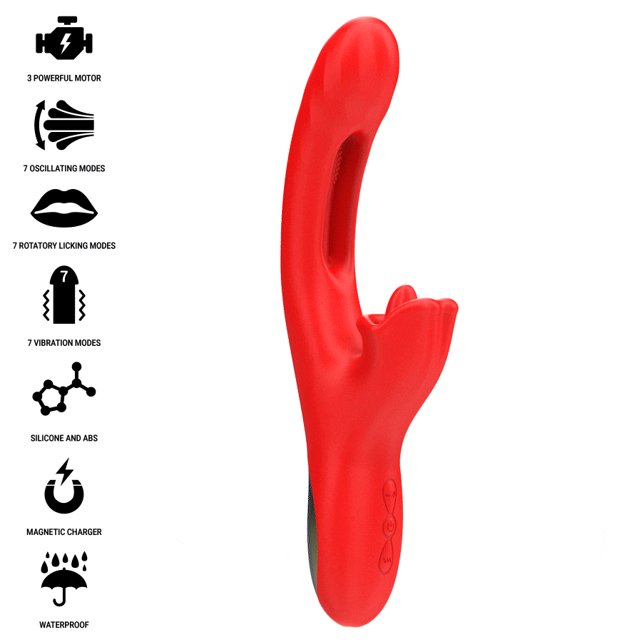 INTENSE - JESSICA VIBRADOR MULTIFUNCIÓN ESTIMULACIÓN CLÍTORIS 24.8 CM ROJO